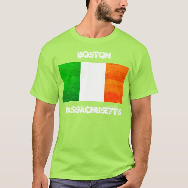 Camiseta Boston Massachusetts Irish Flag – Irish Pride USA (Frente)