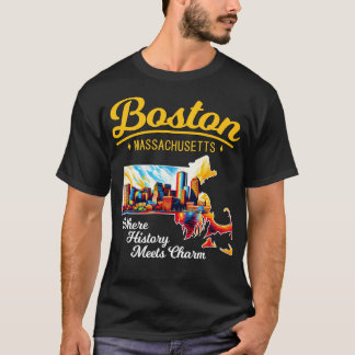 Camiseta Boston Massachusetts Onde História Conhece Charm 1