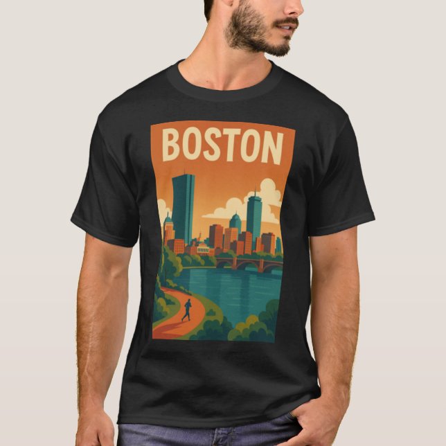 Camiseta Boston Retro Poster (Frente)