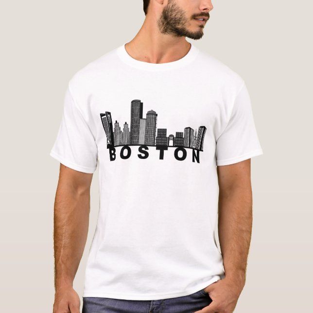 Camiseta Boston Skyline Silhouette  (Frente)