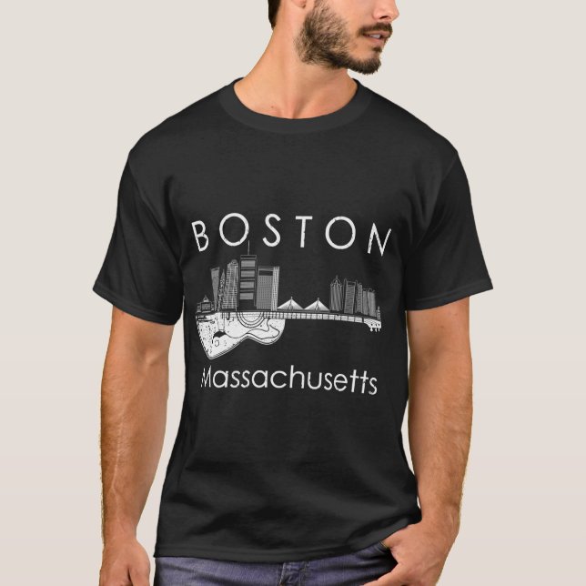 Camiseta Boston Souvenir Men Massachusetts Gift Skyline Mus (Frente)