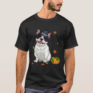 Camiseta Boston Terrier Ação de Graças Figurino Peregrino T