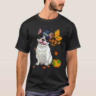 Camiseta Boston Terrier Ação de Graças Figurino Peregrino T
