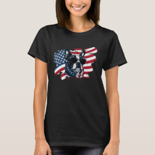 Camiseta Boston Terrier American Flag 4 de julho USA Canin
