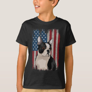 Camiseta Boston Terrier American Flag Patriótico 4 De Julho