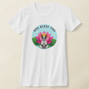 Camiseta Boston terrier cão abençoe zen cachorrinho de medi