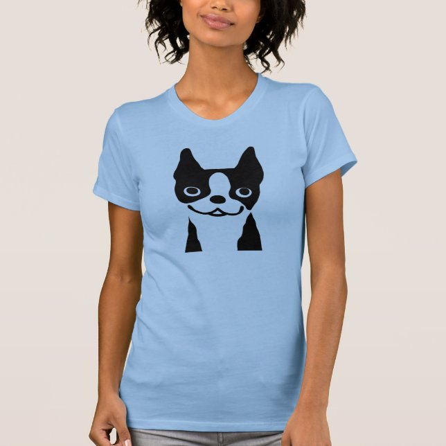 Camiseta Boston Terrier| Cão-de-cartoon (Frente)