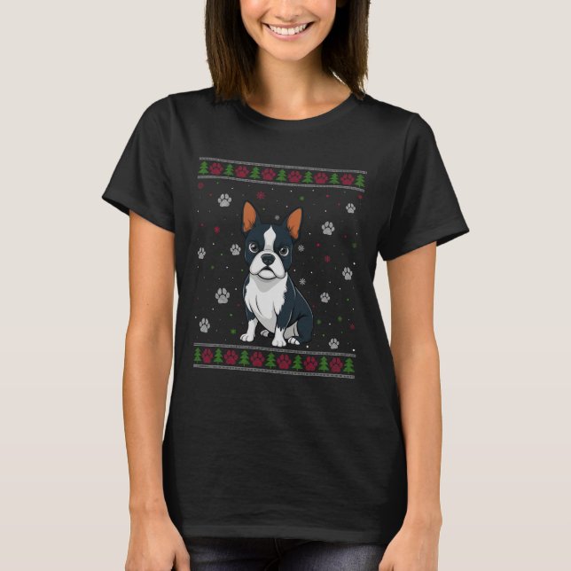 Camiseta Boston Terrier Christmas Sweet Xmas Pet Animal D (Frente)