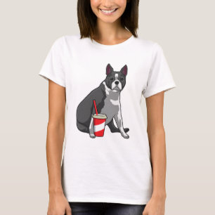 Camiseta Boston Terrier com bebida