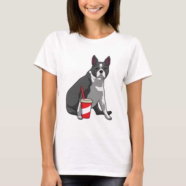 Camiseta Boston Terrier com bebida (Frente)