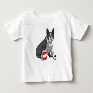 Camiseta Boston Terrier com bebida