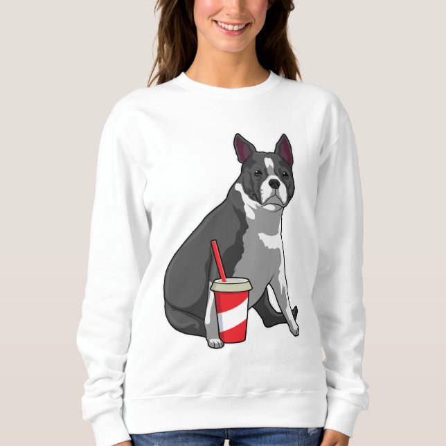 Camiseta Boston Terrier com bebida (Frente)