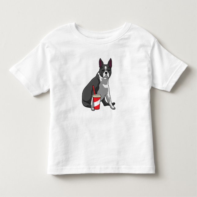 Camiseta Boston Terrier com bebida (Frente)