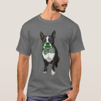 Boston Terrier com bigode verde e safado