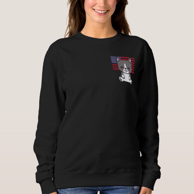 Camiseta Boston Terrier Dog 4 De Julho Patriótico Eua Ameri (Frente)