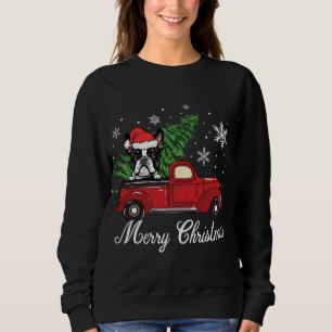Camiseta Boston Terrier Dog Andando na Feliz Red Truck Chri