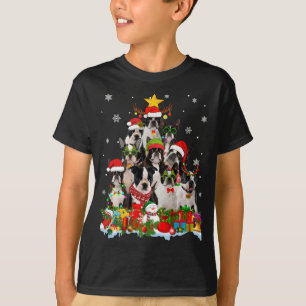 Camiseta Boston Terrier Dog Árvore de Natal Luz Natal Sant