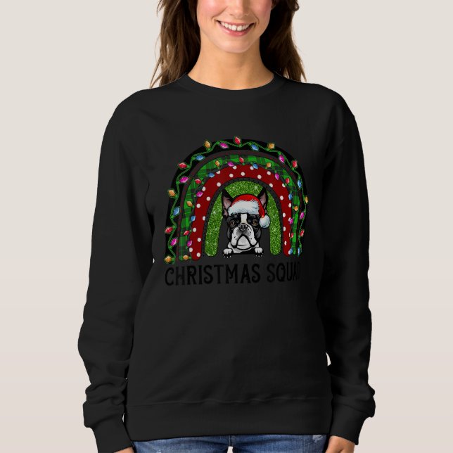 Camiseta Boston Terrier Dog Árvore de Natal Luz Xmas Squa (Frente)