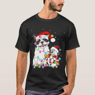 Camiseta Boston Terrier Dog Christmas Tee Snowman Lights Pa