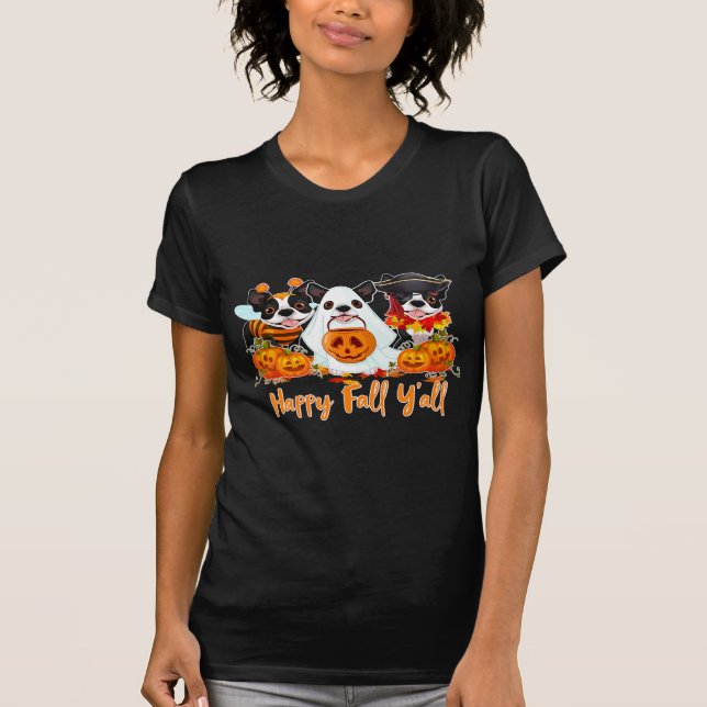 Camiseta Boston Terrier Dog Fall Yall Halloween Costu (Frente)