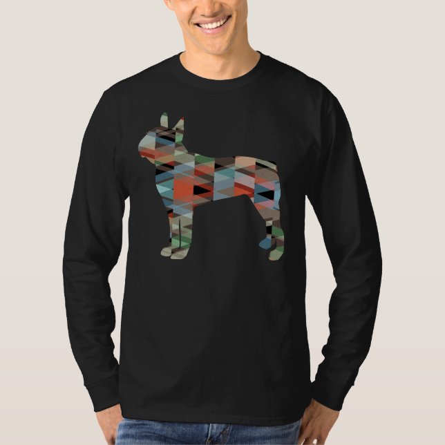 Camiseta Boston Terrier Dog Geométrico Silhouette Pl (Frente)
