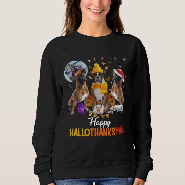 Camiseta Boston Terrier dog Happy Hallothanksmas Halloween  (Frente)