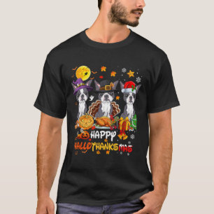 Camiseta Boston Terrier Dog Happy Halloween Ação de Graças