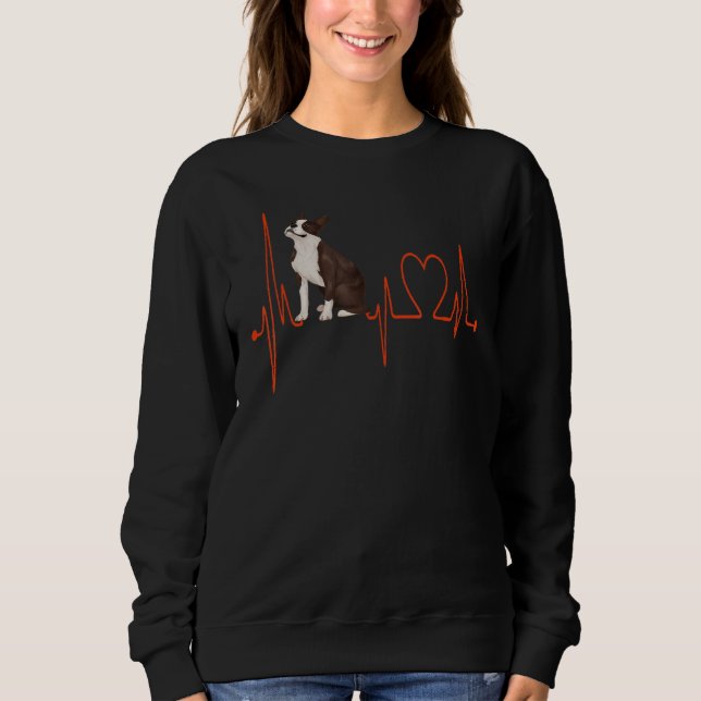 Camiseta Boston Terrier Dog Heartbeat EKG Funny My Dogs My  (Frente)