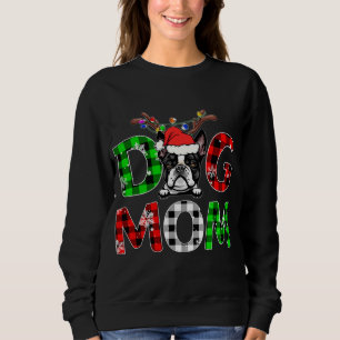 Camiseta Boston Terrier Dog Mãe Xadrez Buffalo Reindeer Xma