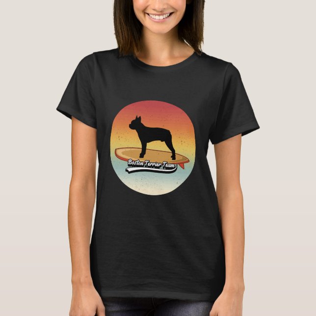 Camiseta Boston Terrier Dog No Surfboard (Frente)