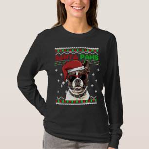 Camiseta Boston Terrier Dog Papais noeis engraçados Natal