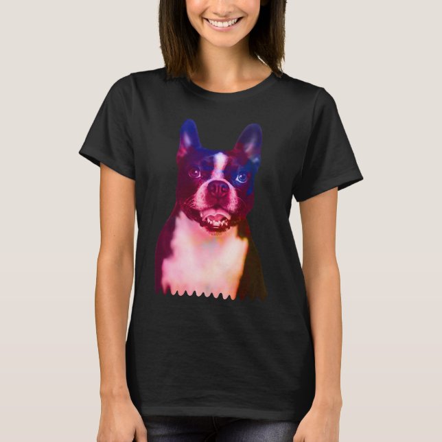 Camiseta Boston Terrier Dog Portrait Watercolor Terr (Frente)