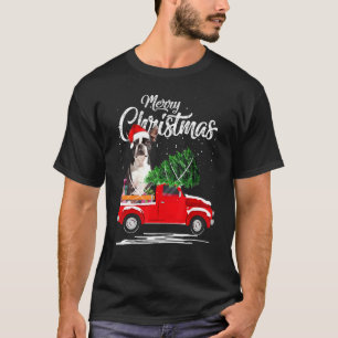 Camiseta Boston Terrier Dog Ride Red Truck Natal Pajama
