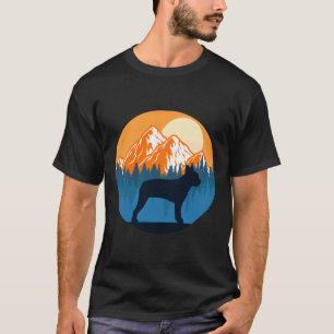 Camiseta Boston Terrier Dog Silhouette Sunset Mountain Fort