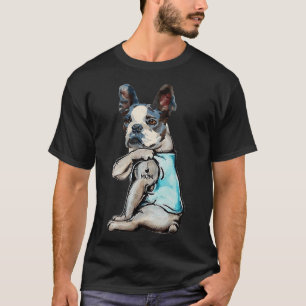 Camiseta Boston Terrier Dog Tattoo I Love Mamãe Dia de as m
