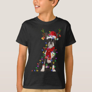 Camiseta Boston Terrier Dog Tree Christmas Luzes Xma