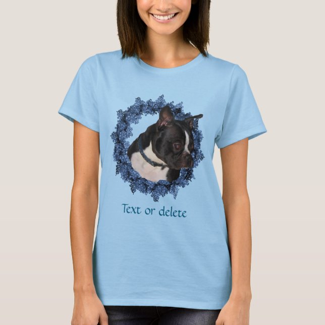 Camiseta Boston Terrier Flower Wreath Personalized (Frente)