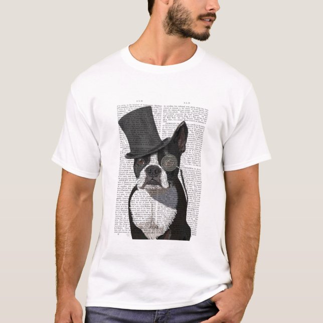 Camiseta Boston Terrier, Formal Hound e Chapéu (Frente)