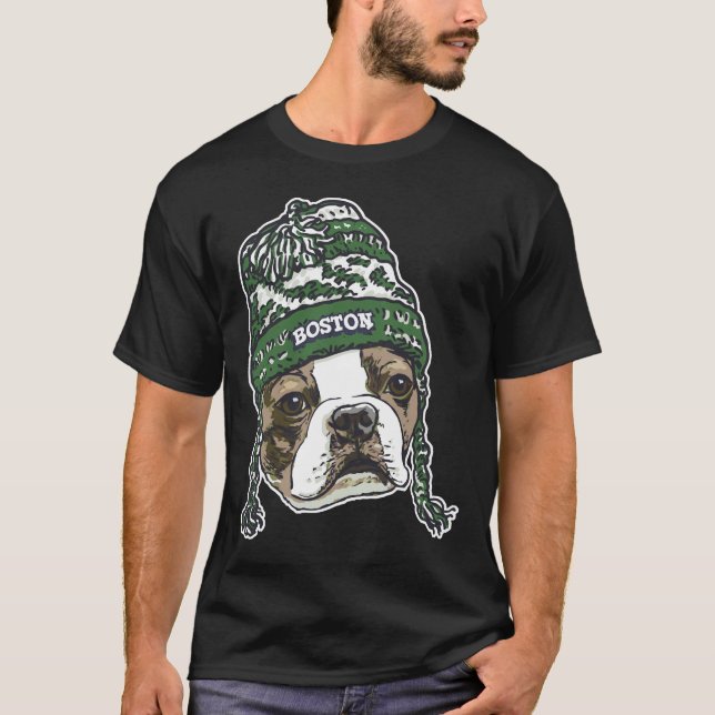 Camiseta Boston Terrier Green Beanie (Frente)