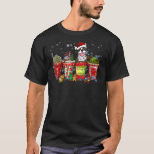 Camiseta Boston Terrier Iced Latte Snowmen Sweets Snow Chri