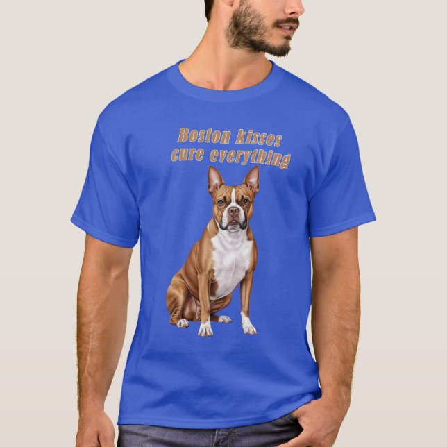 Camiseta Boston Terrier Kisses Cure Everything – Men’s Dog  (Frente)