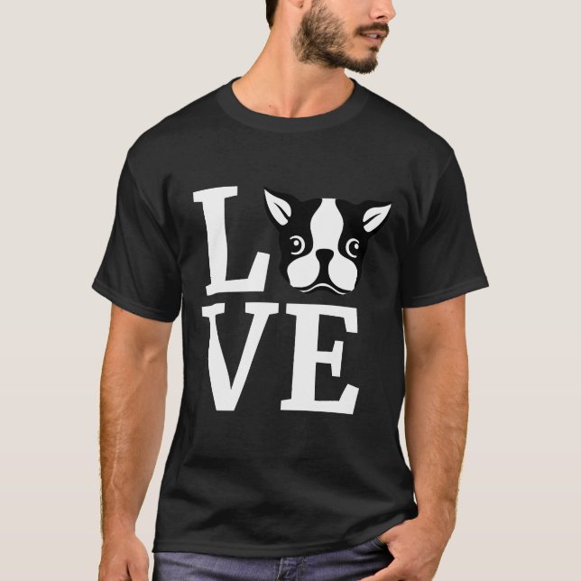 Camiseta Boston Terrier Love Bostie Hoater Sweater Dog Item (Frente)