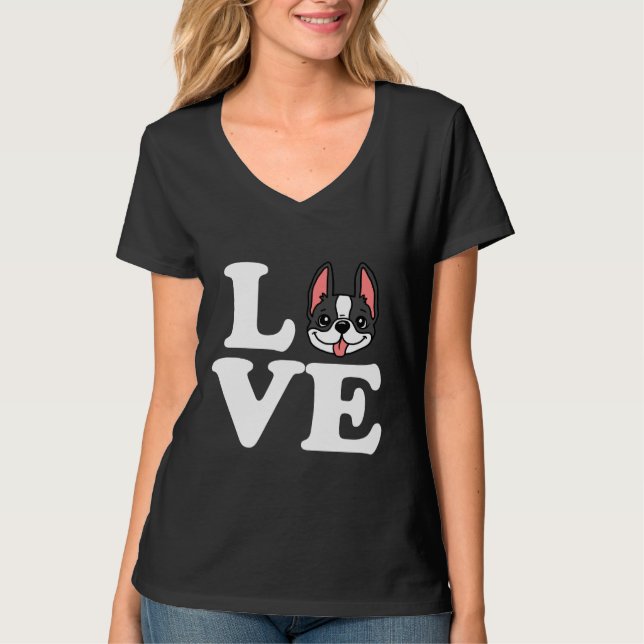 Camiseta Boston Terrier Love Dog Roupa (Frente)