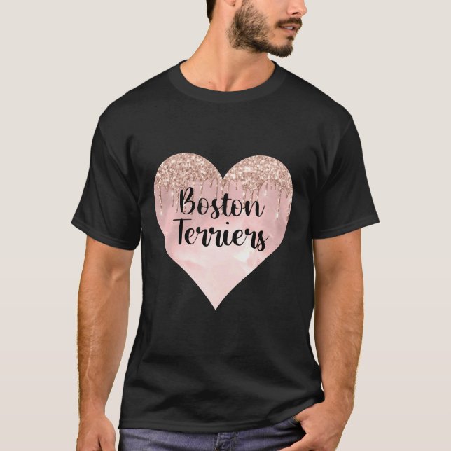 Camiseta Boston Terrier Love with Glitter (Frente)
