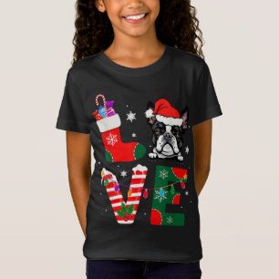Camiseta Boston Terrier Lover Santa Claus Cães de Natal Pa