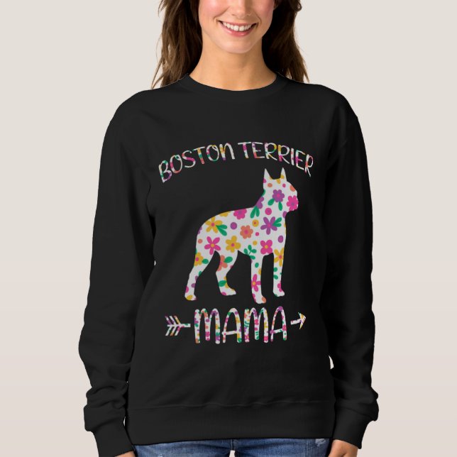 Camiseta Boston Terrier Mama Floral Dog Mom Mothers Day (Frente)
