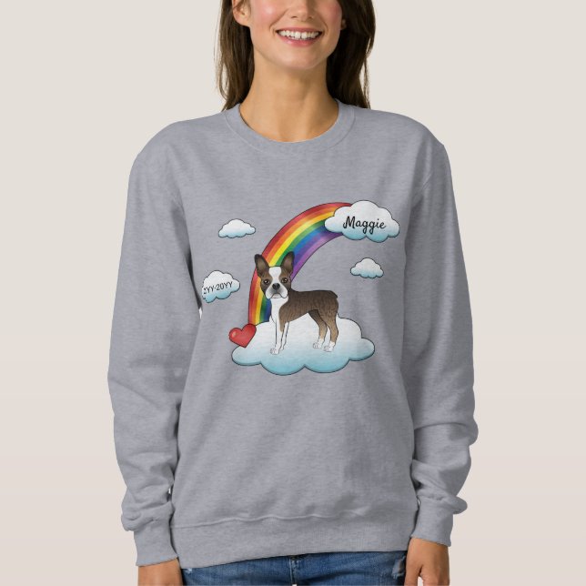 Camiseta Boston Terrier Marrom e Branco Memorial Arco-íris (Frente)