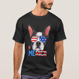 Camiseta Boston Terrier Merica 4 de julho Homens Cachorros