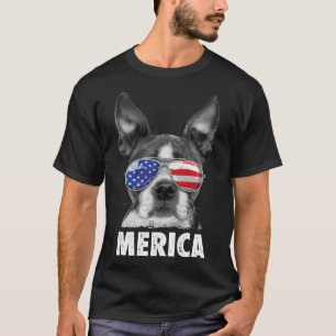 Camiseta Boston Terrier Merica 4 De Julho Para Homens Mulhe