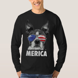 Camiseta Boston Terrier Merica 4 De Julho Para Homens Mulhe